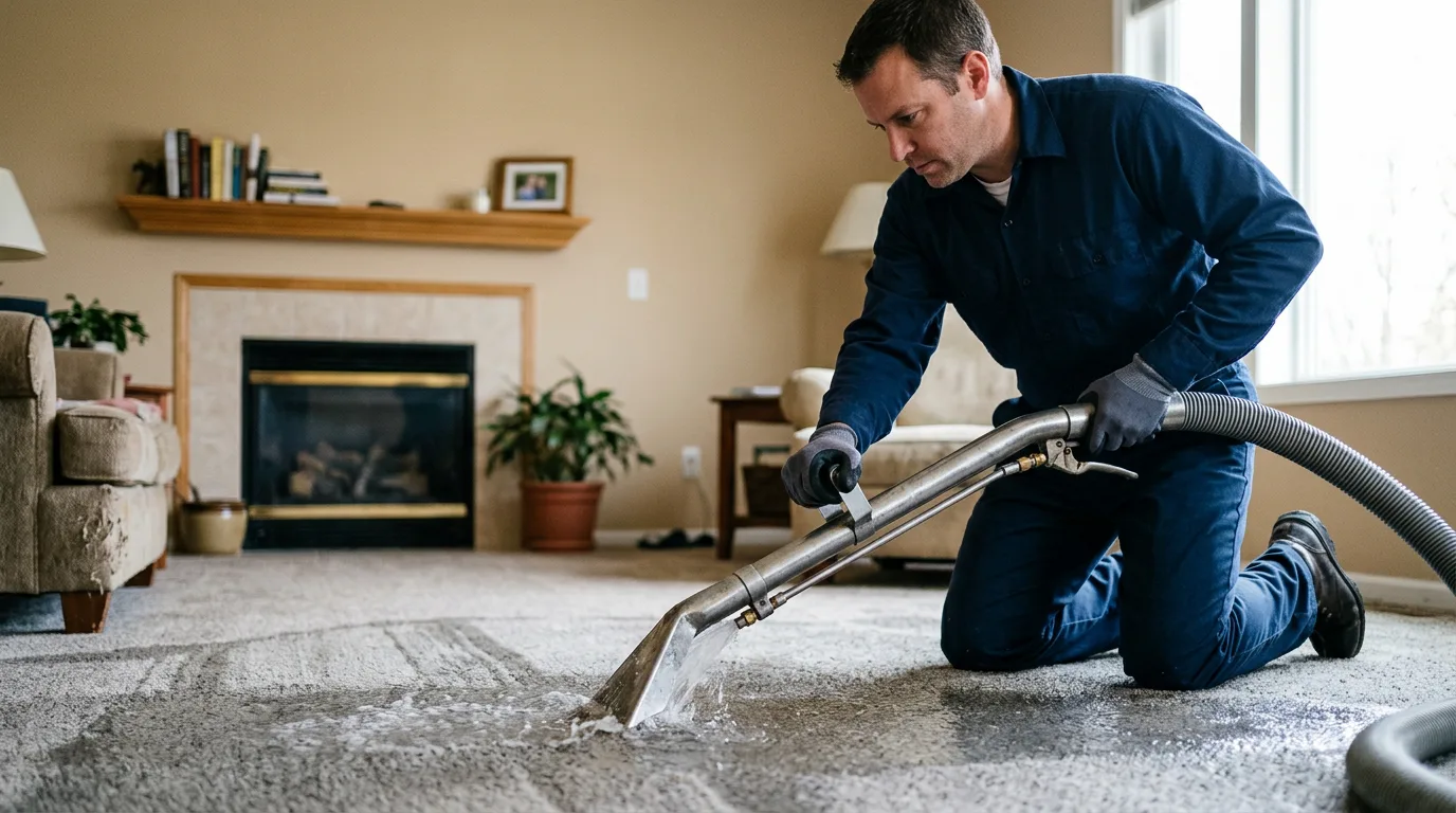 Water damage restoration technician working near Stowe, VT